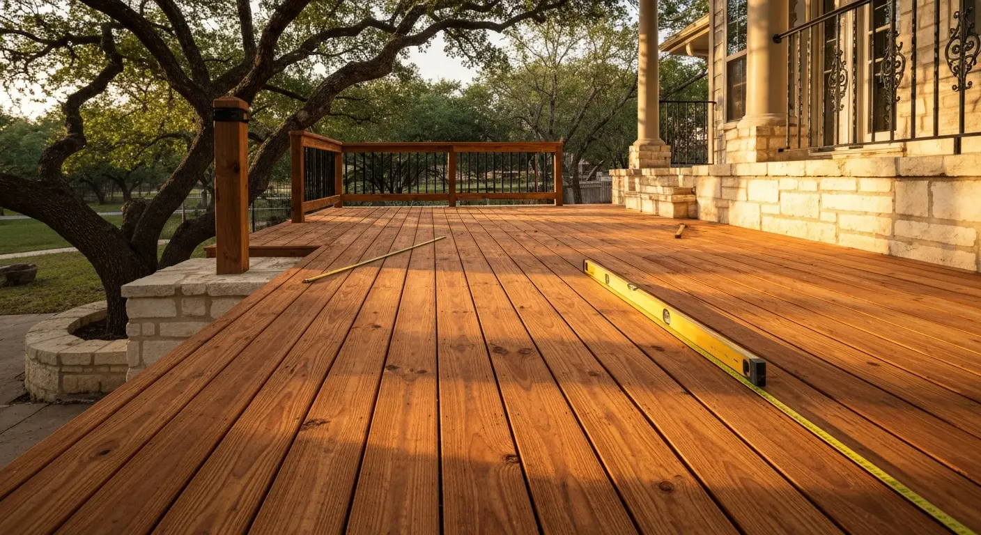 Pressure treated wood deck