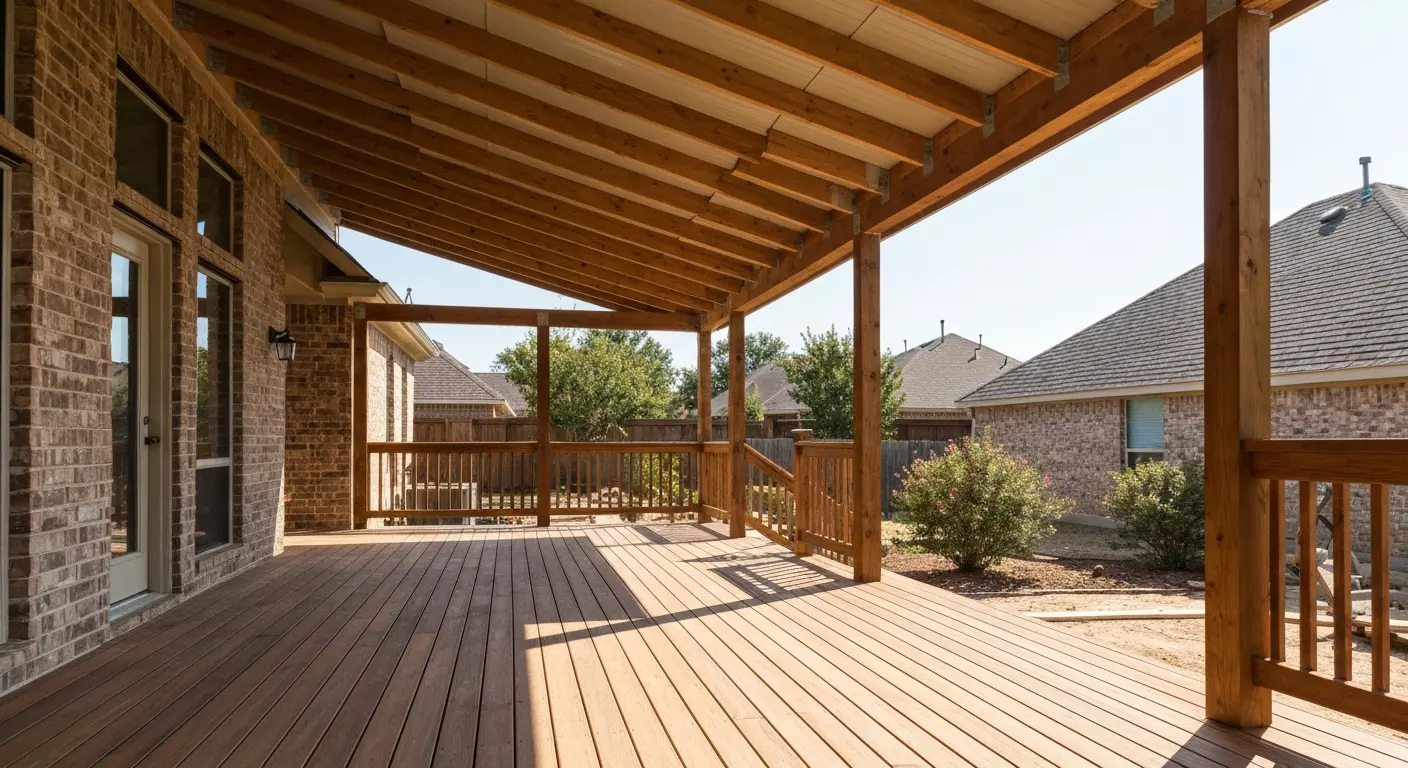 Covered patio deck structure