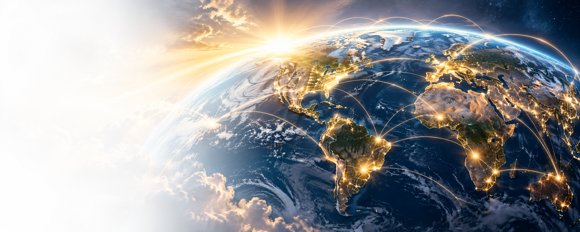 Illuminated globe representing connections across the nations