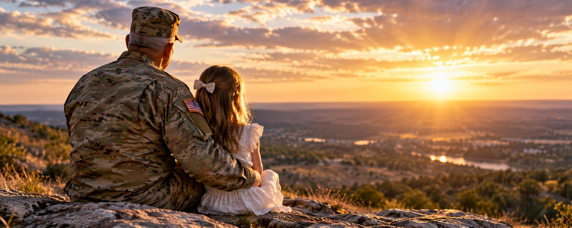 Military family overlooking the Central Texas community