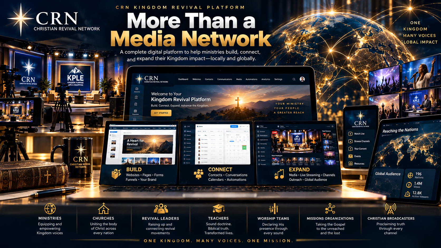 CRN Kingdom Revival Platform — More Than a Media Network, featuring ministry technology, global connections, and digital media