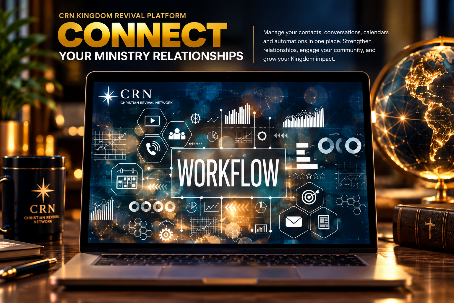 CRN Kingdom Revival Platform — contacts, conversations, calendars, and ministry workflows
