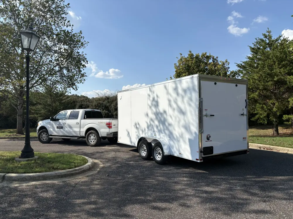 7x16 white enclosed cargo trailer for rent in Montevallo, AL