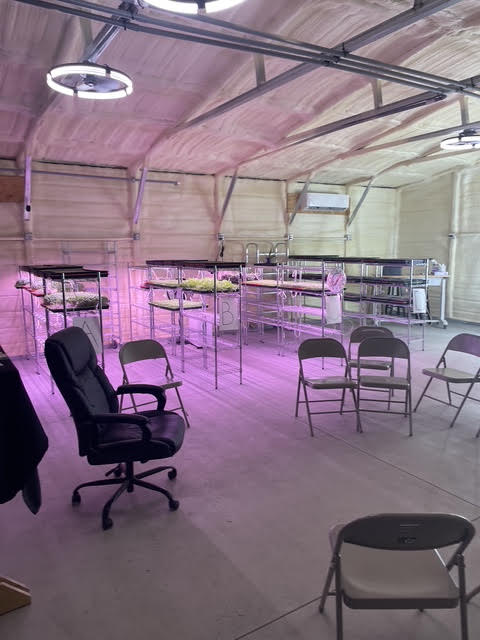 Inside the grow room at North Florida Microgreens in Fort White, Florida