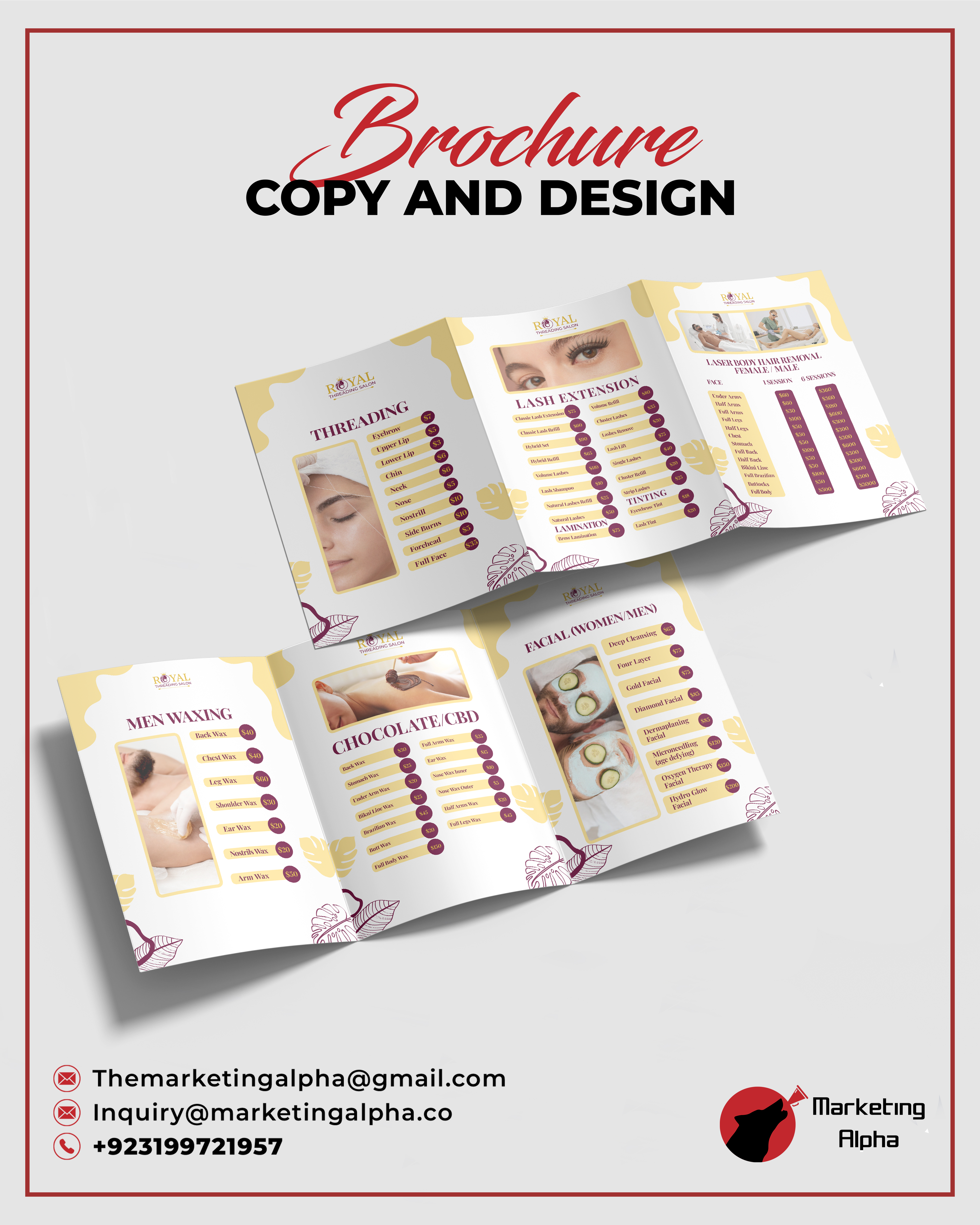 Brochure design for Royal Threading Center