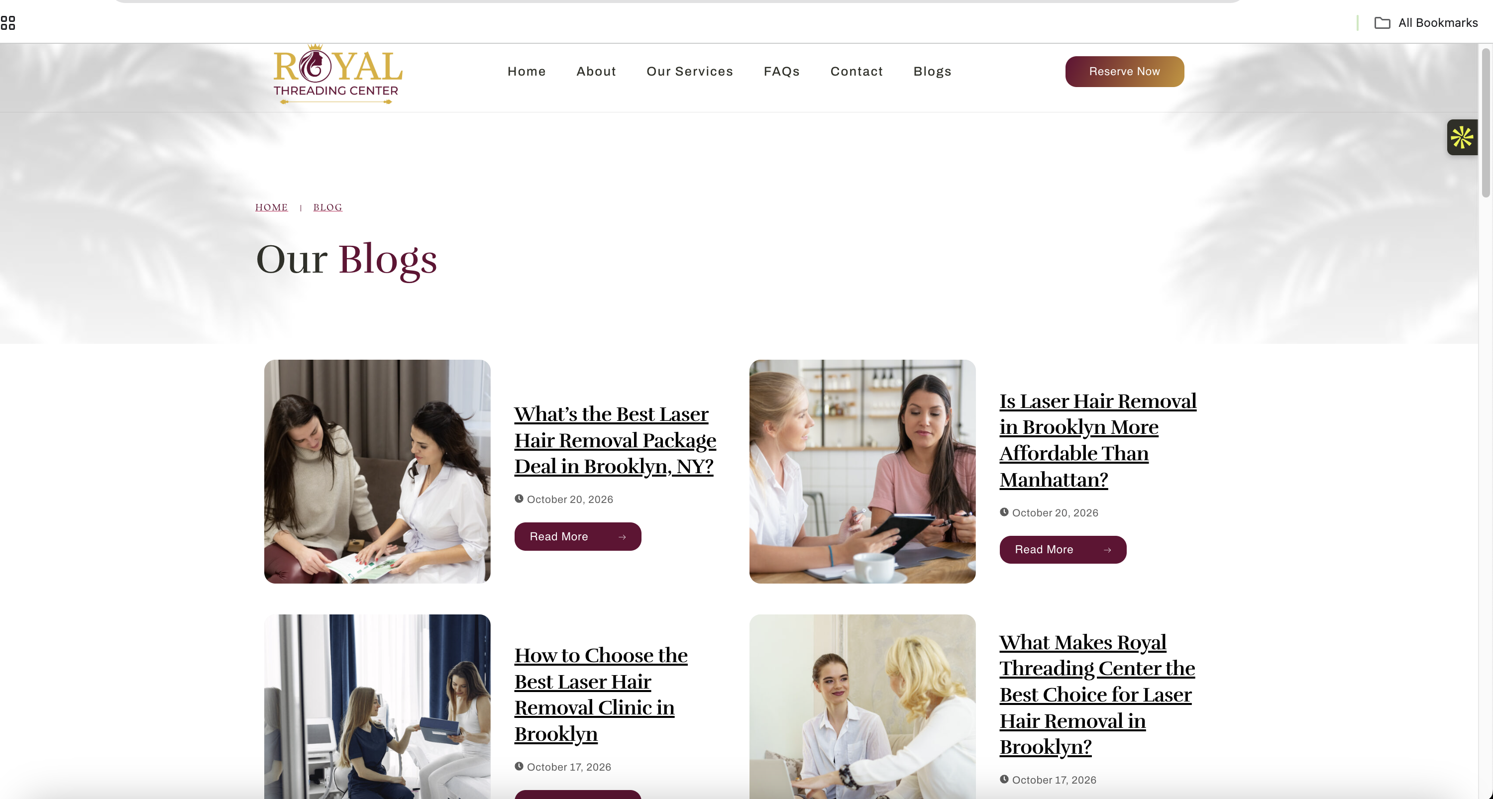 Blog we run for Royal Threading Center