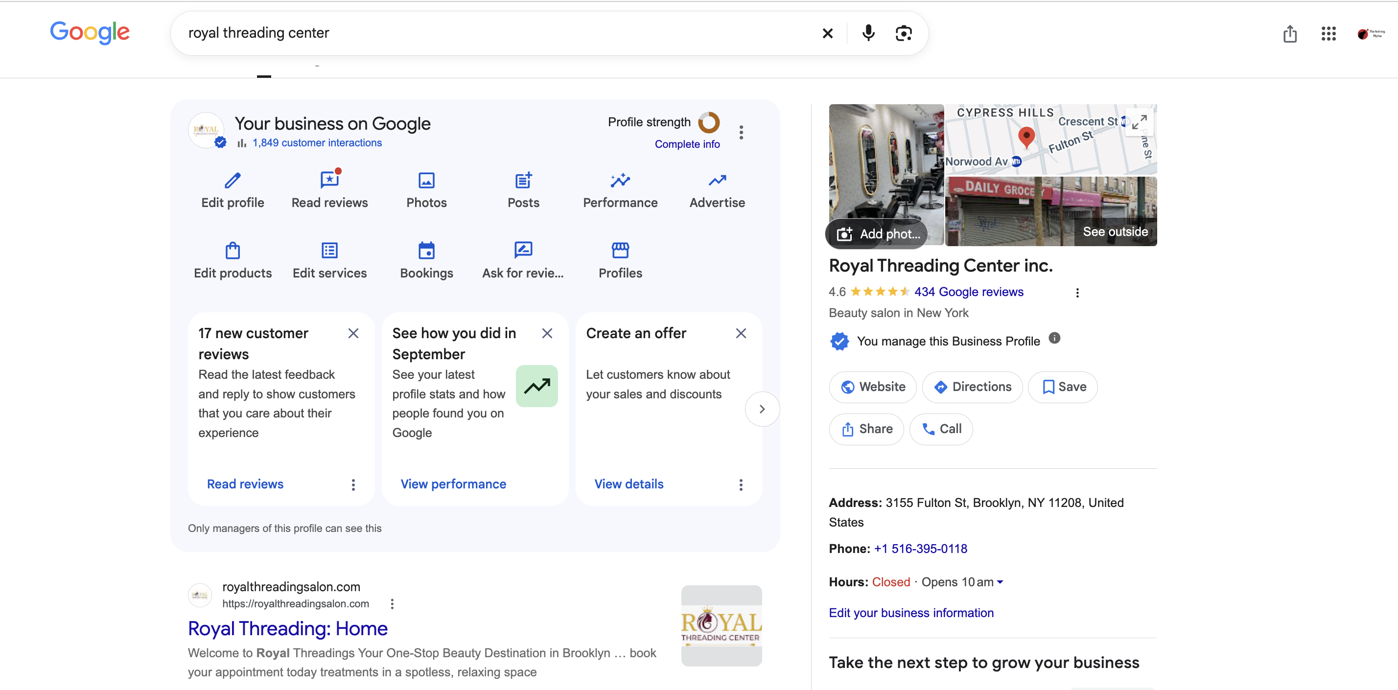 Royal Threading Center Google Business Profile