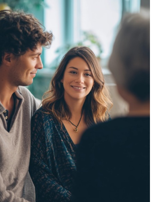 Couple smiling during a marriage counselling session, representing hope, emotional reconnection, and supportive relationship guidance in Johannesburg. Couple smiling during a marriage counselling session, representing hope, emotional reconnection, and supportive relationship guidance in Johannesburg.