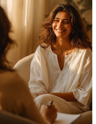 Woman in a supportive ADHD counselling session, illustrating compassionate help for overwhelm, self-esteem, and emotional regulation. Woman in a supportive ADHD counselling session, illustrating compassionate help for overwhelm, self-esteem, and emotional regulation.