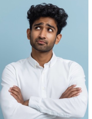 Man looking thoughtful and distracted, representing the inner confusion and mental overload often experienced with ADHD. Man looking thoughtful and distracted, representing the inner confusion and mental overload often experienced with ADHD.