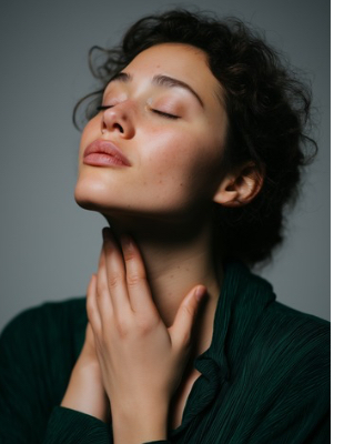 Woman practising calm breathing and body awareness, symbolising grounding techniques used in anxiety counselling to regulate the nervous system. Woman practising calm breathing and body awareness, symbolising grounding techniques used in anxiety counselling to regulate the nervous system.