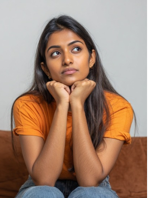 Woman reflecting on her sense of self and emotional wellbeing while exploring personal growth through individual counselling. Woman reflecting on her sense of self and emotional wellbeing while exploring personal growth through individual counselling.