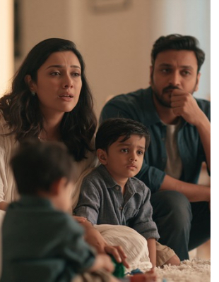 Parents and children experiencing tension at home, representing the impact of ongoing family conflict Parents and children experiencing tension at home, representing the impact of ongoing family conflict