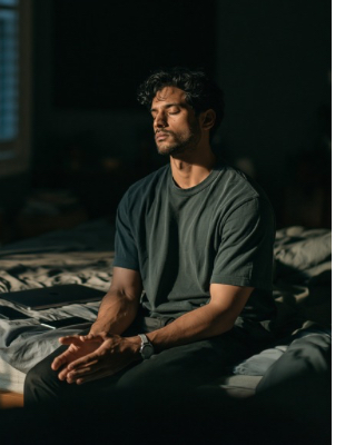     Man sitting alone feeling withdrawn and emotionally overwhelmed during a period of persistent low mood