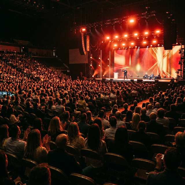 Excited crowd at conference