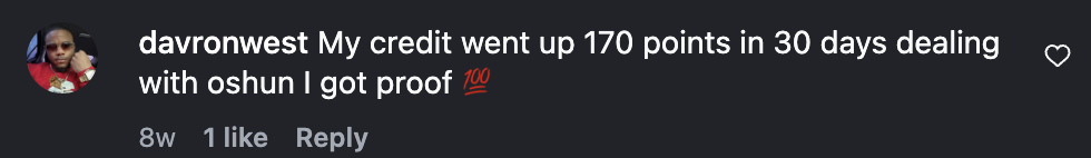 Client comment screenshot