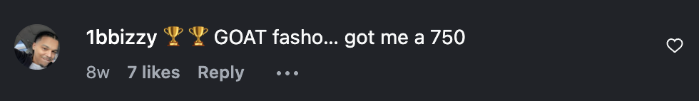 Client comment screenshot