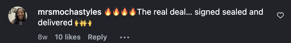 Client comment screenshot
