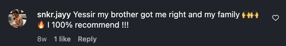Client comment screenshot