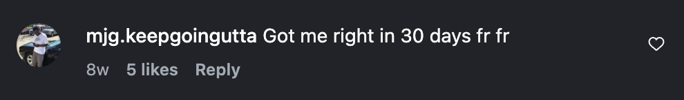 Client comment screenshot