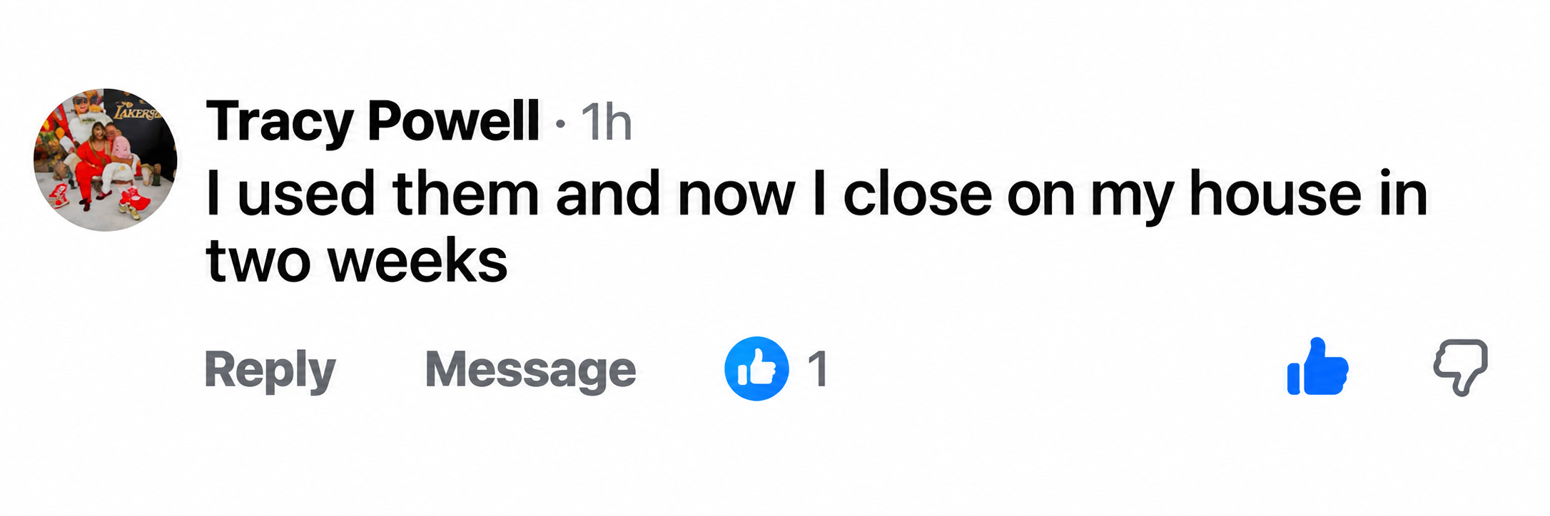 Client testimonial screenshot