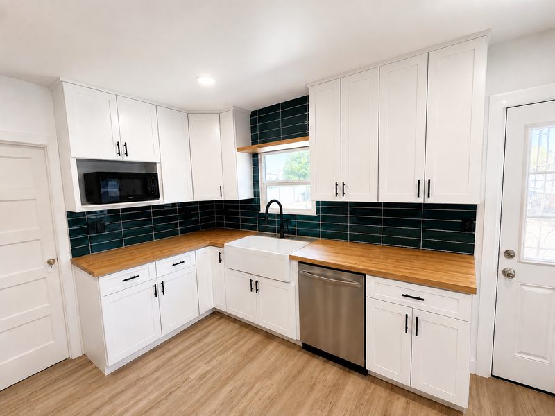 Sink wall after renovation by KDI, Webster St.