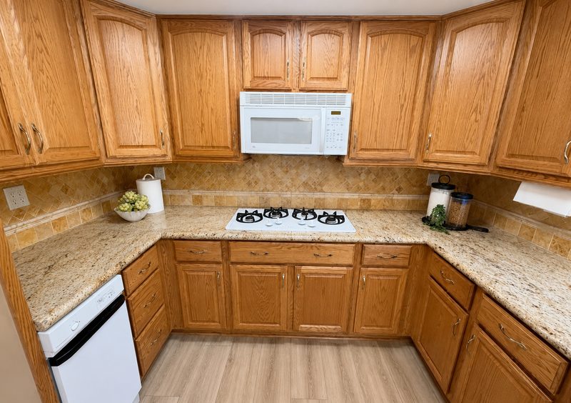 Kitchen &mdash; range wall before renovation, Anegada
