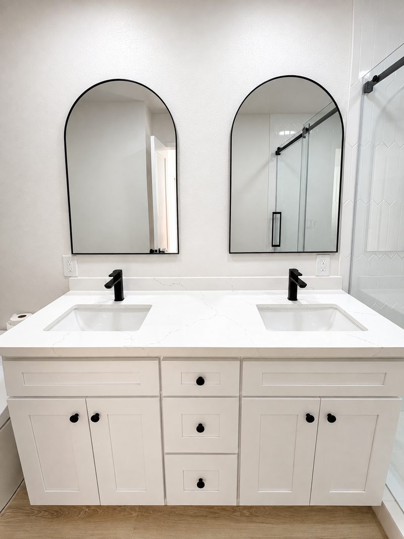 Master bathroom &mdash; vanity after renovation by KDI, Anegada