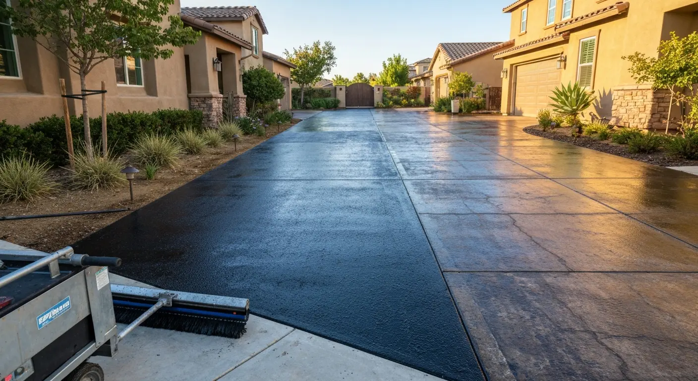 Residential driveway seal coating project