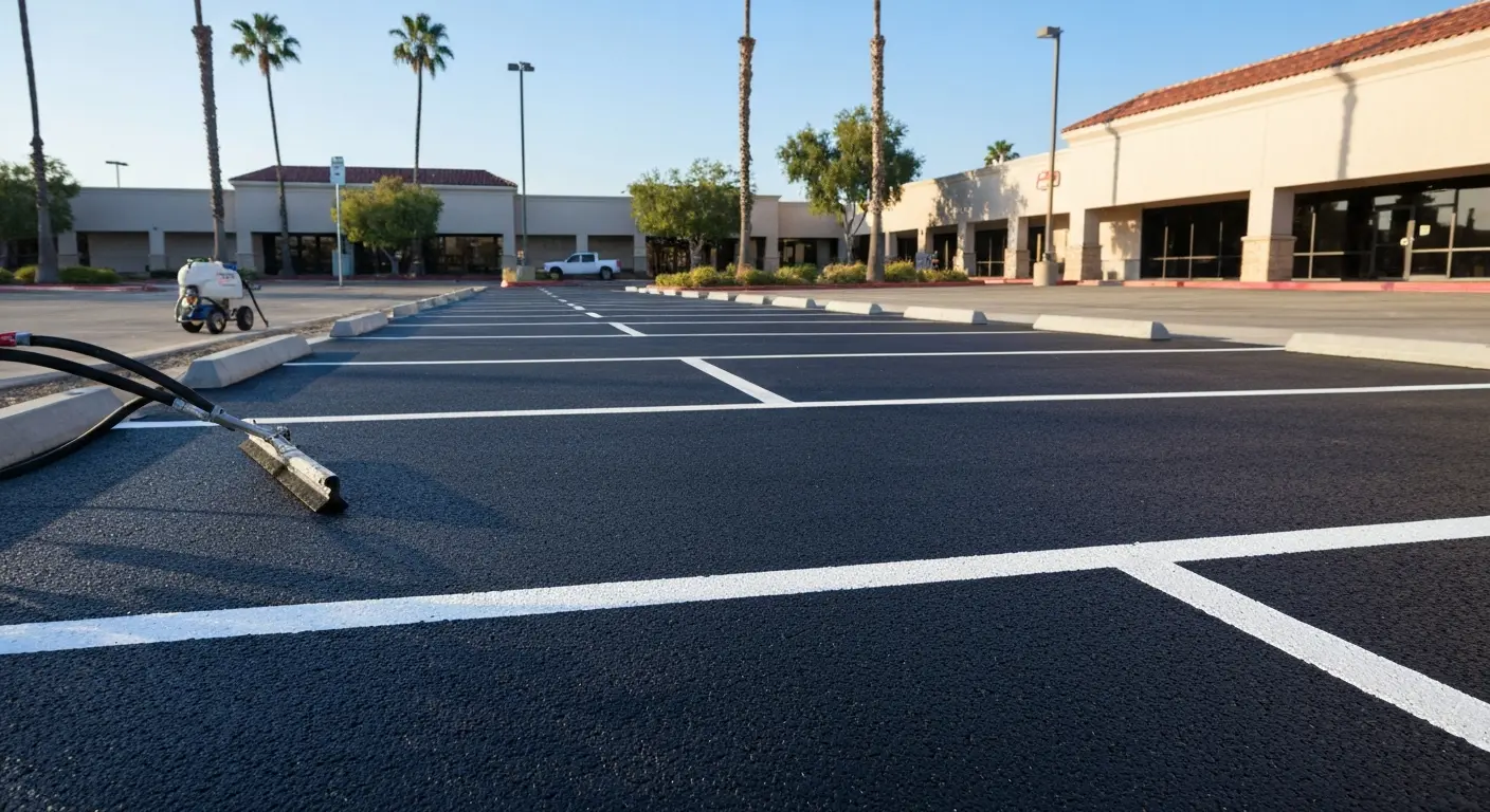 Commercial parking lot seal coating