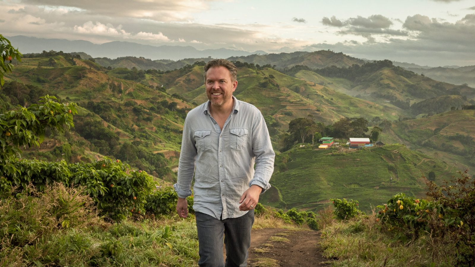 Eric walking through the hills of Antioquia, Colombia