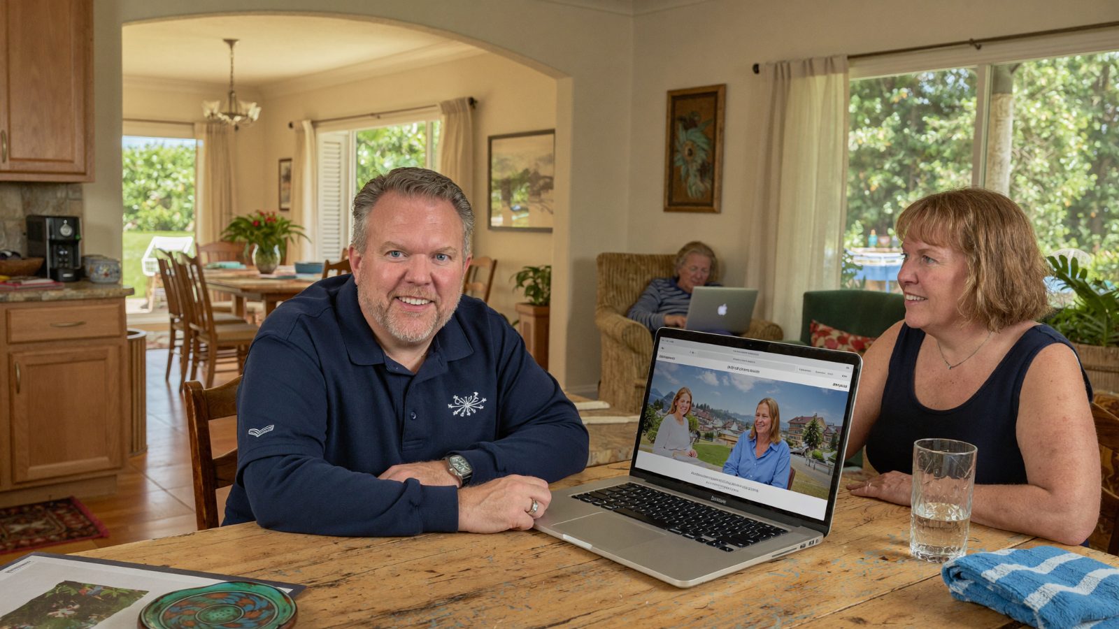 Eric showing an assisted living home owner her new website