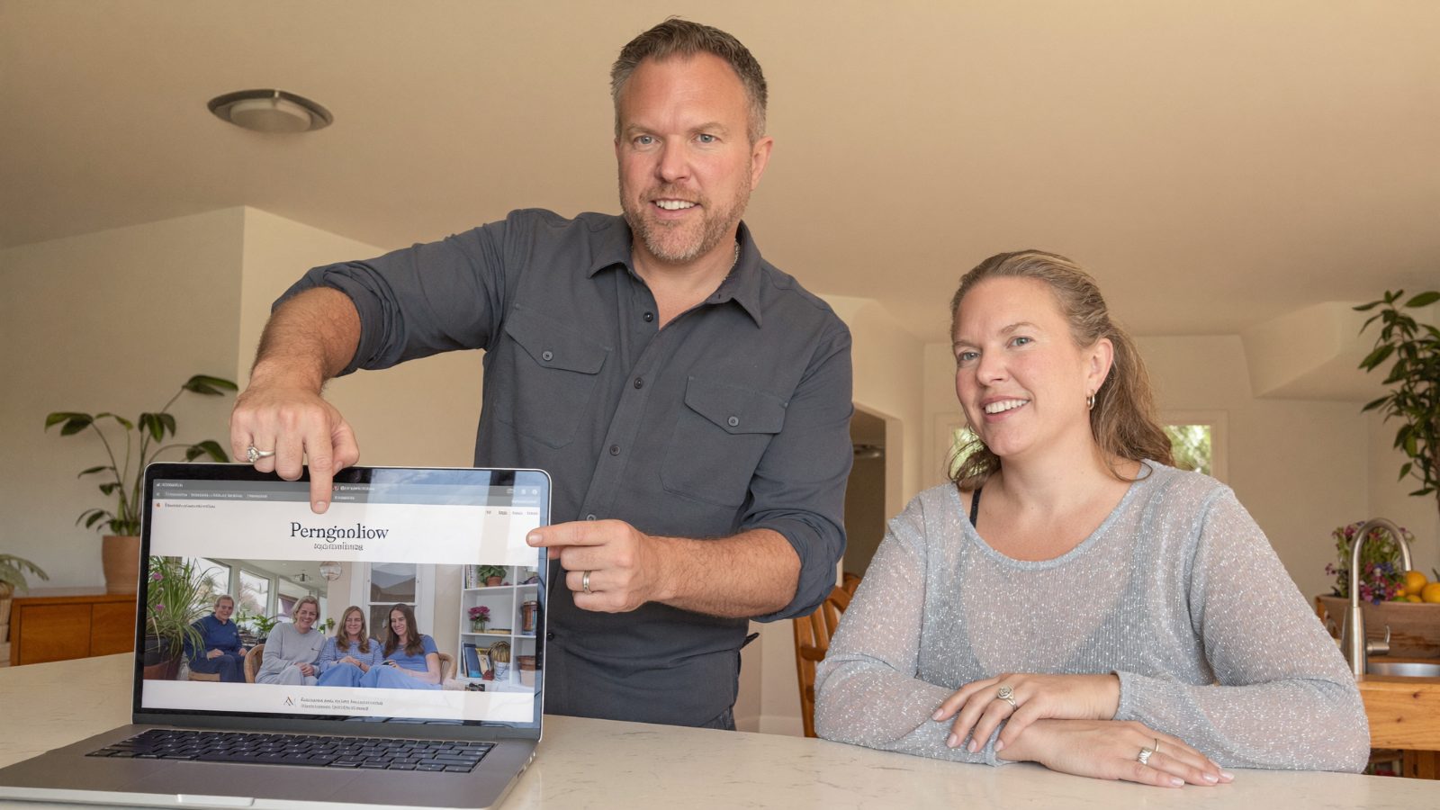Eric showing an assisted living home owner her new website