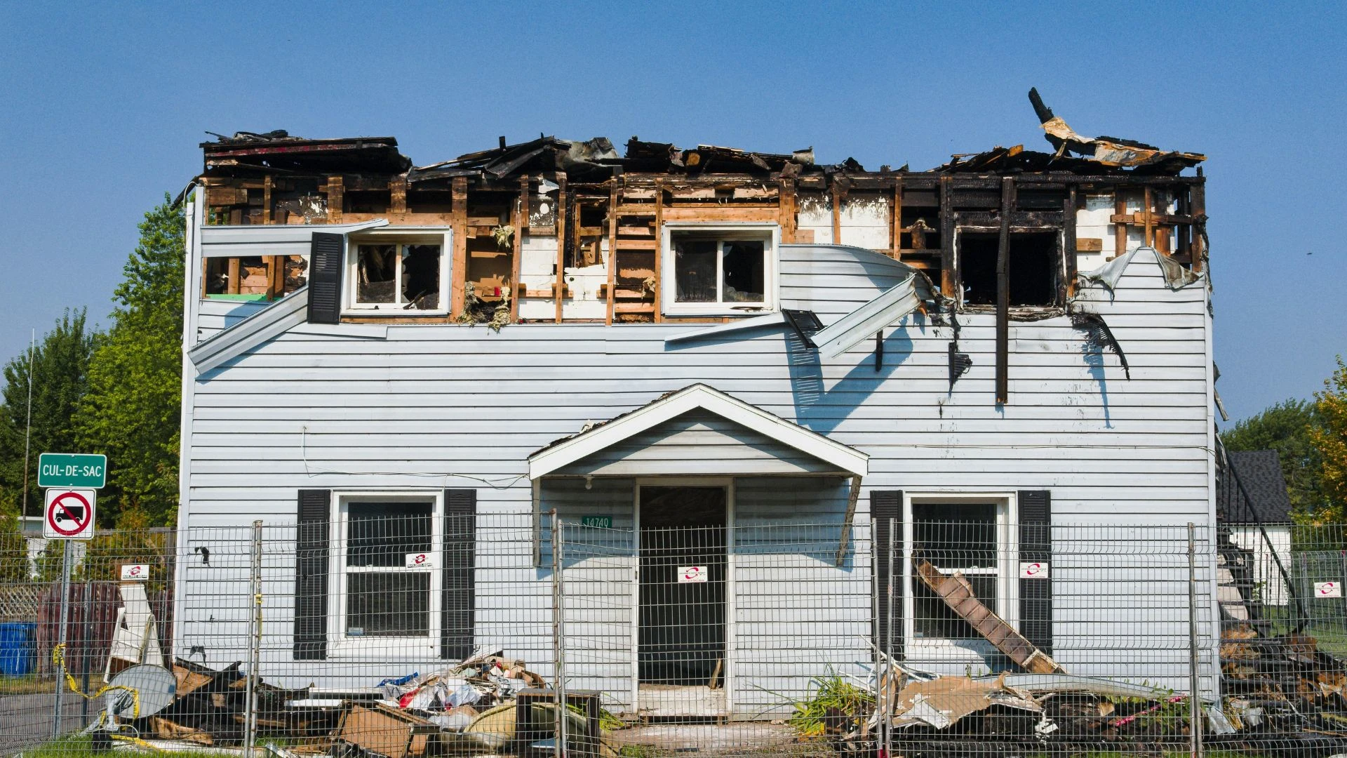Home with fire or storm damage