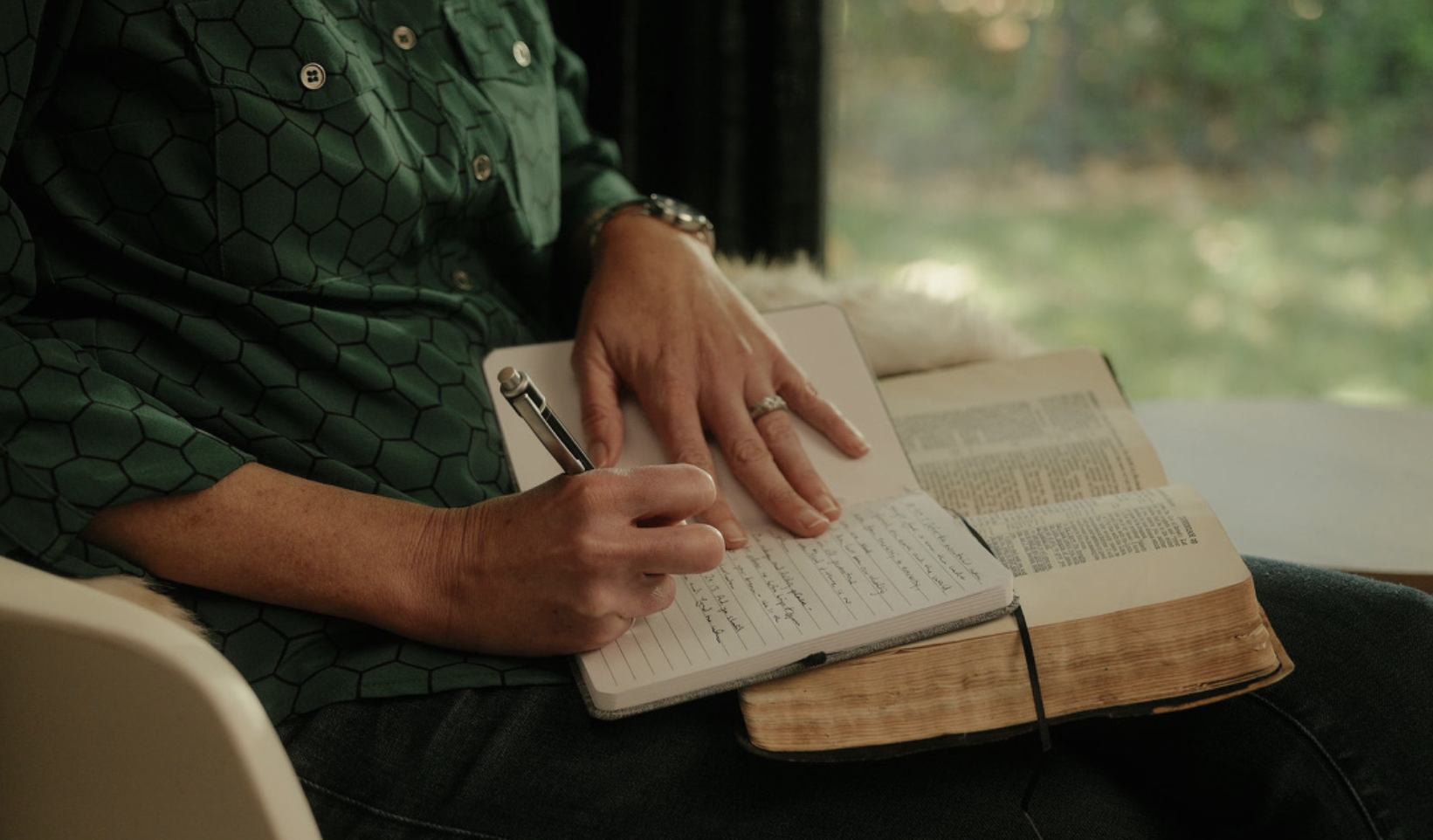 A writer journaling