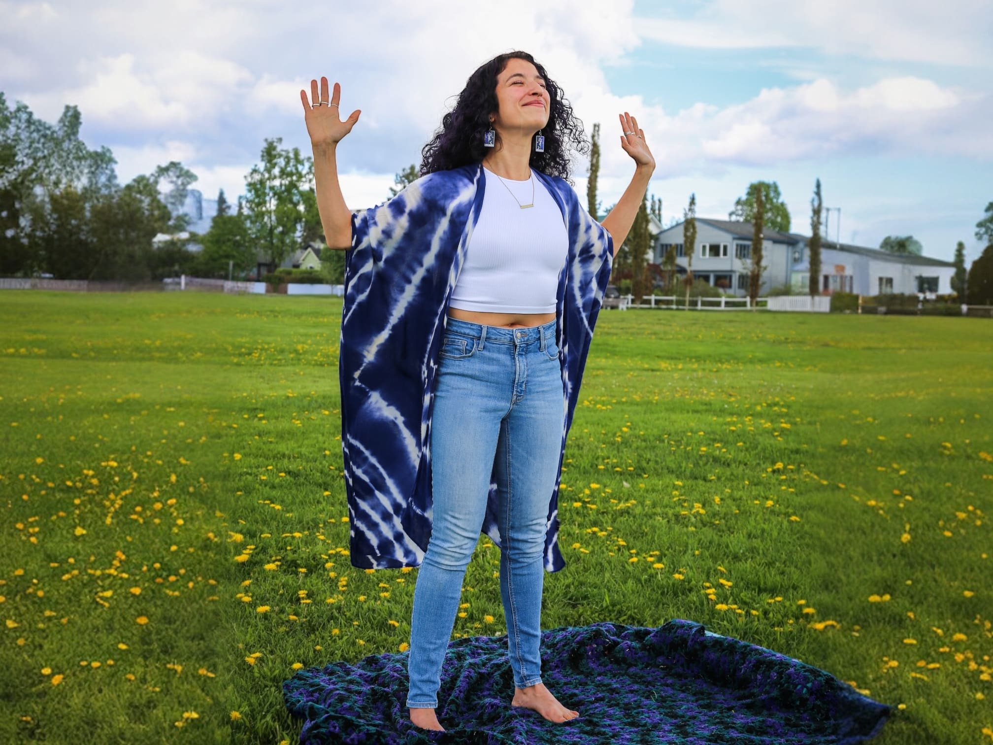 Alexa Rising Posing for Somatic Activated Healing On Blanket in Anchorage Alaska