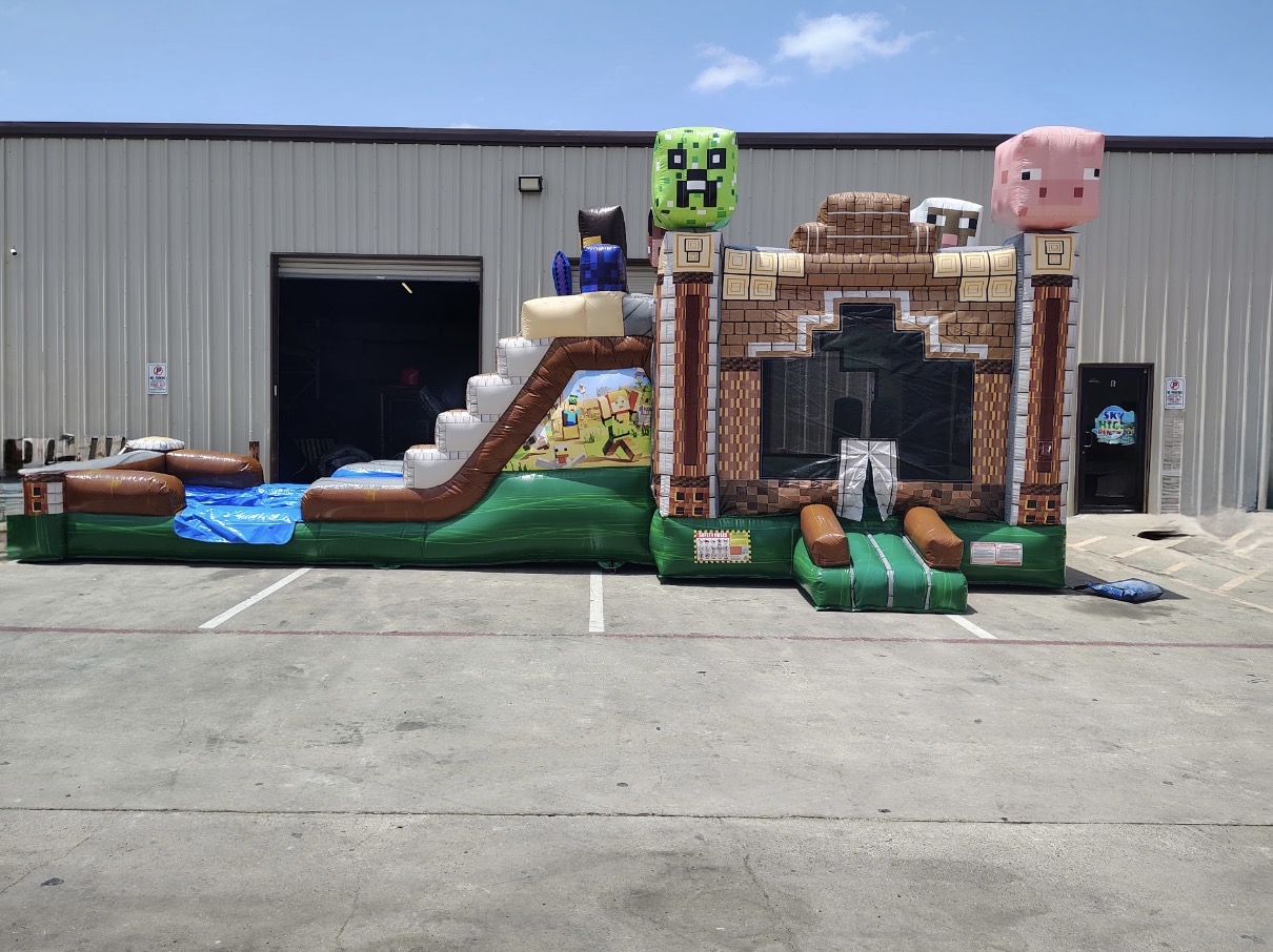 Minecraft-themed bounce house rental in McAllen, TX