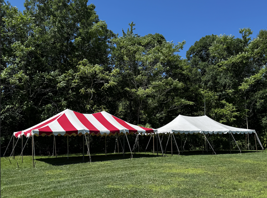 Party and event tent rentals set up outdoors