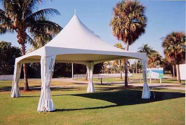 20×20 Draped High Peak Tent rental