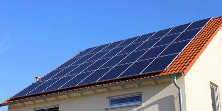 A solar system installed on a house