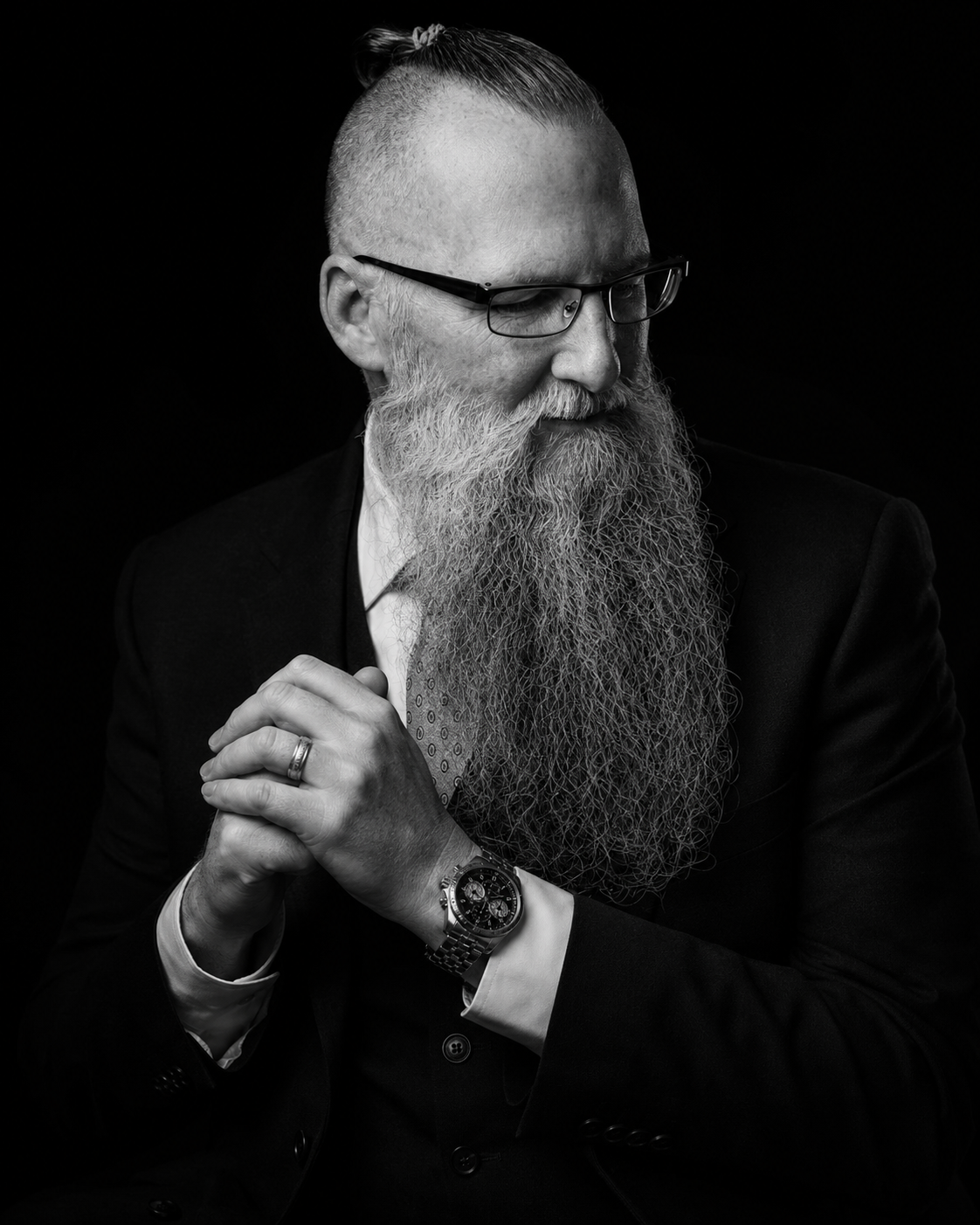 Gordon, BISO-HER facilitator, in black and white portrait