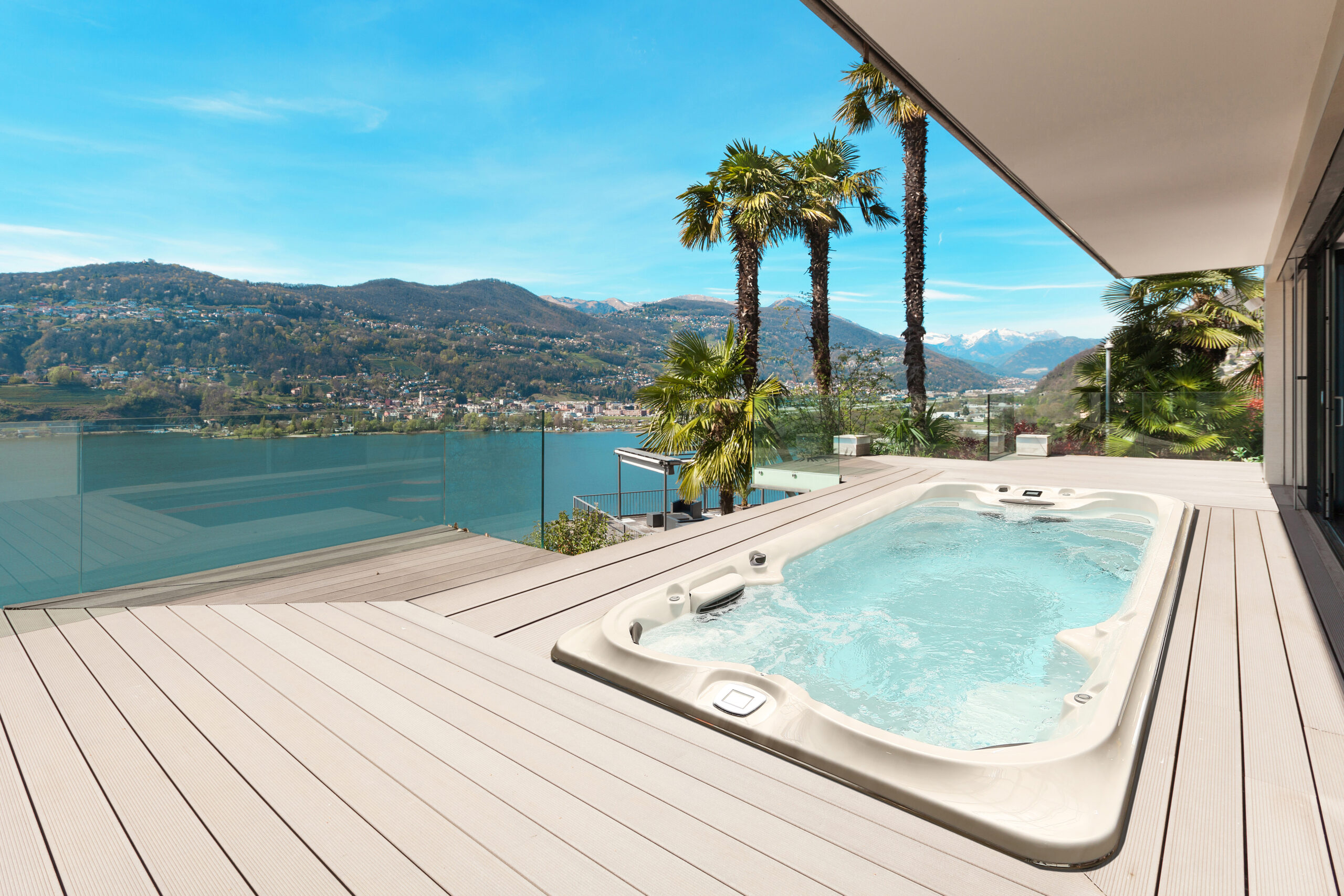couple relaxing in fantasy hot tub