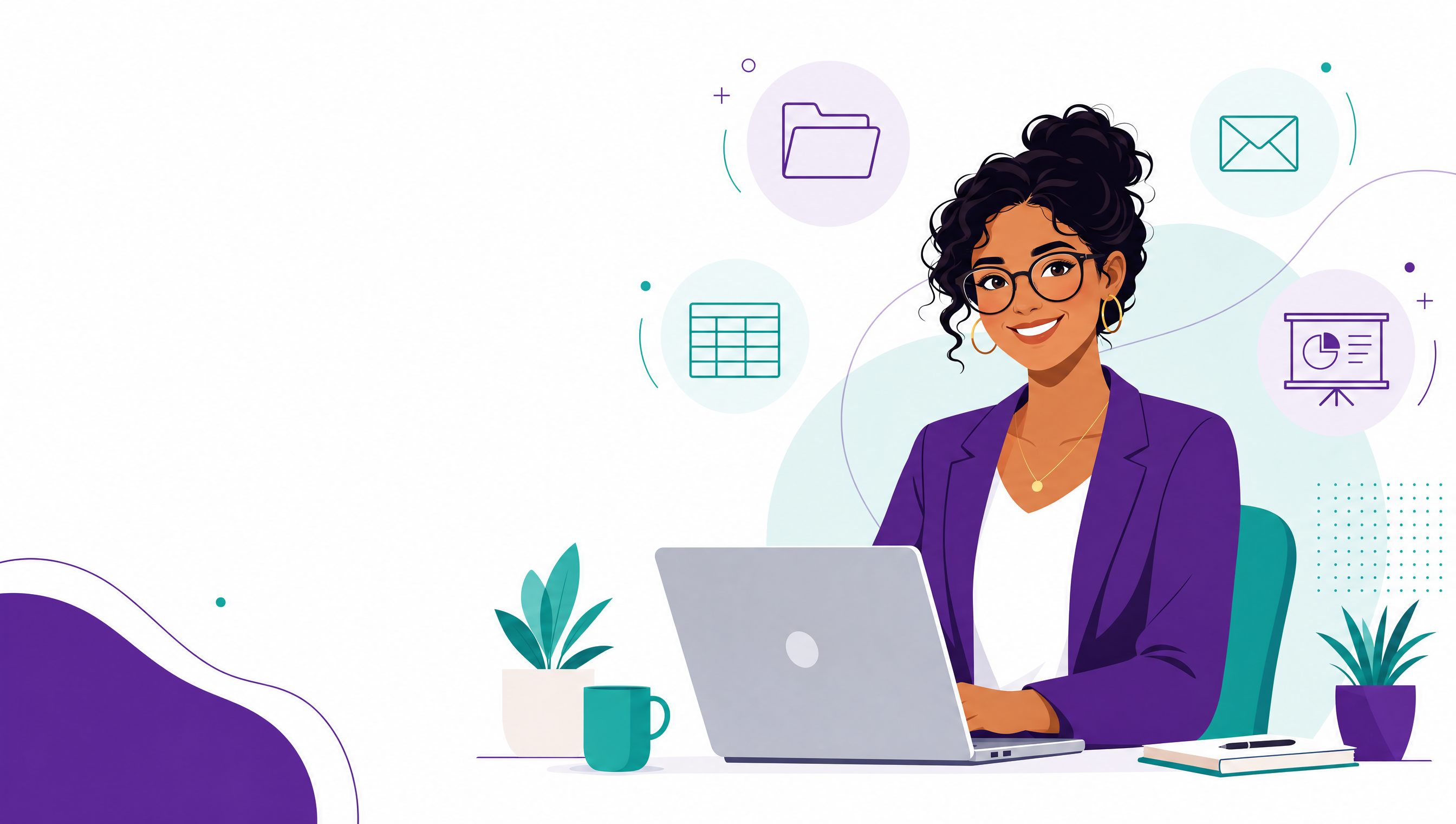 Essential computer skills every professional needs &mdash; a confident worker using files, email, spreadsheets, and presentations