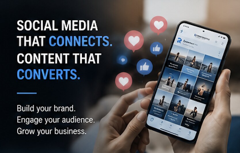 Social media that connects. Content that converts. Build your brand, engage your audience, grow your business.