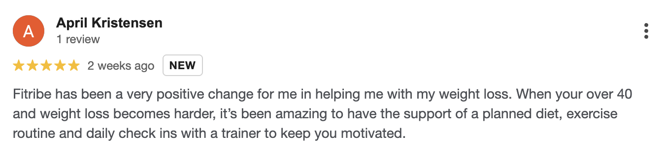 Google review from a Fitribe client