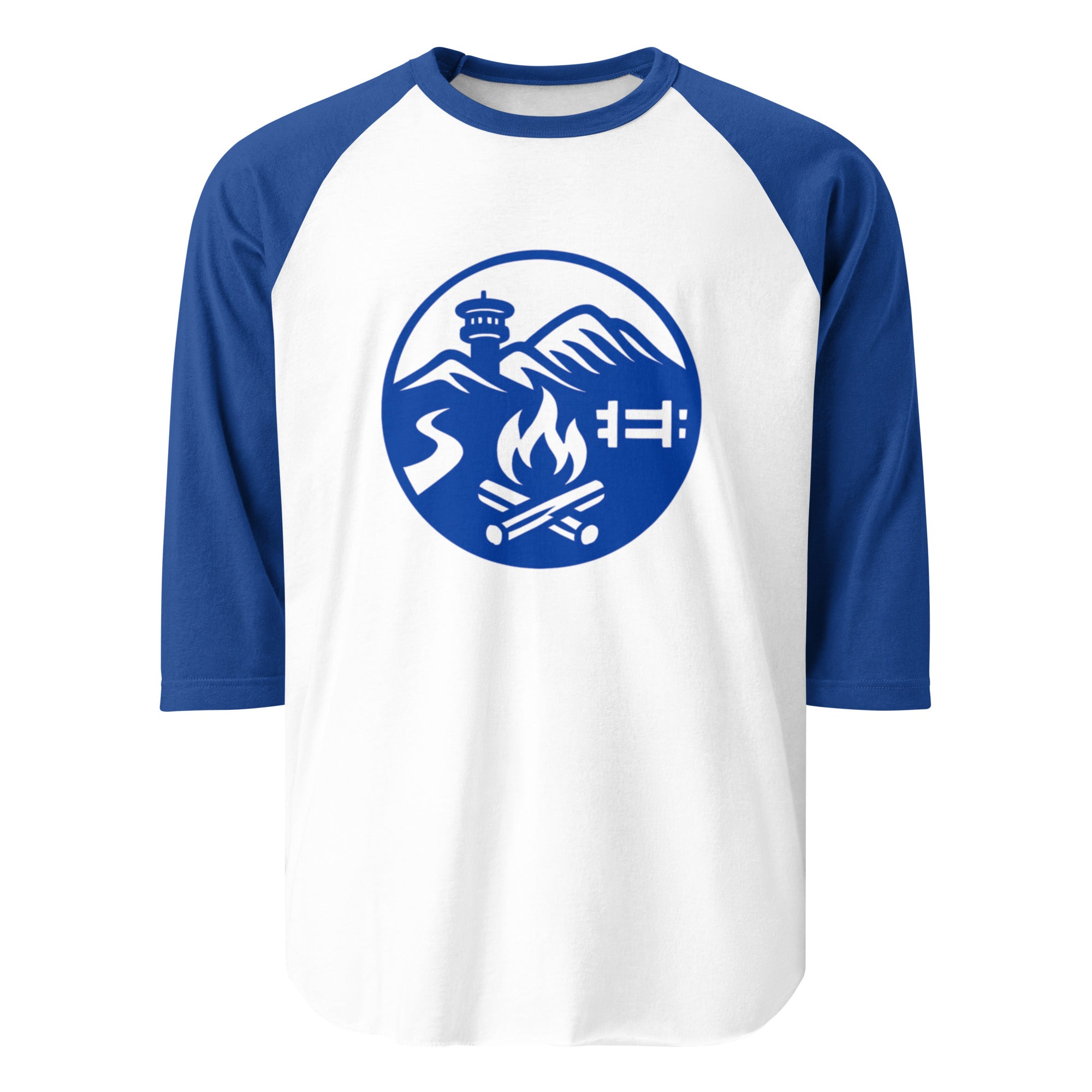 Stoking the Coals Flame Tamer Badge Raglan — White Royal