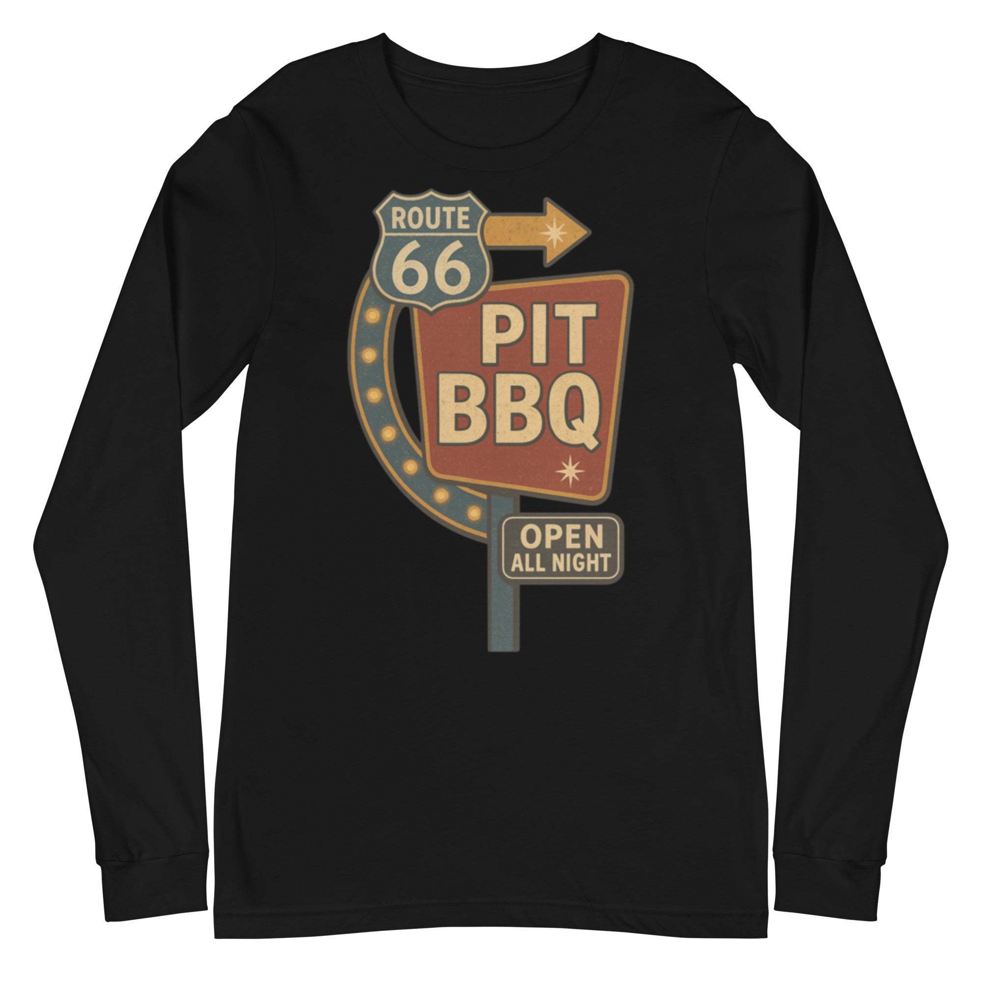 BBQ Pit Stop Ahead Long Sleeve Tee — Black
