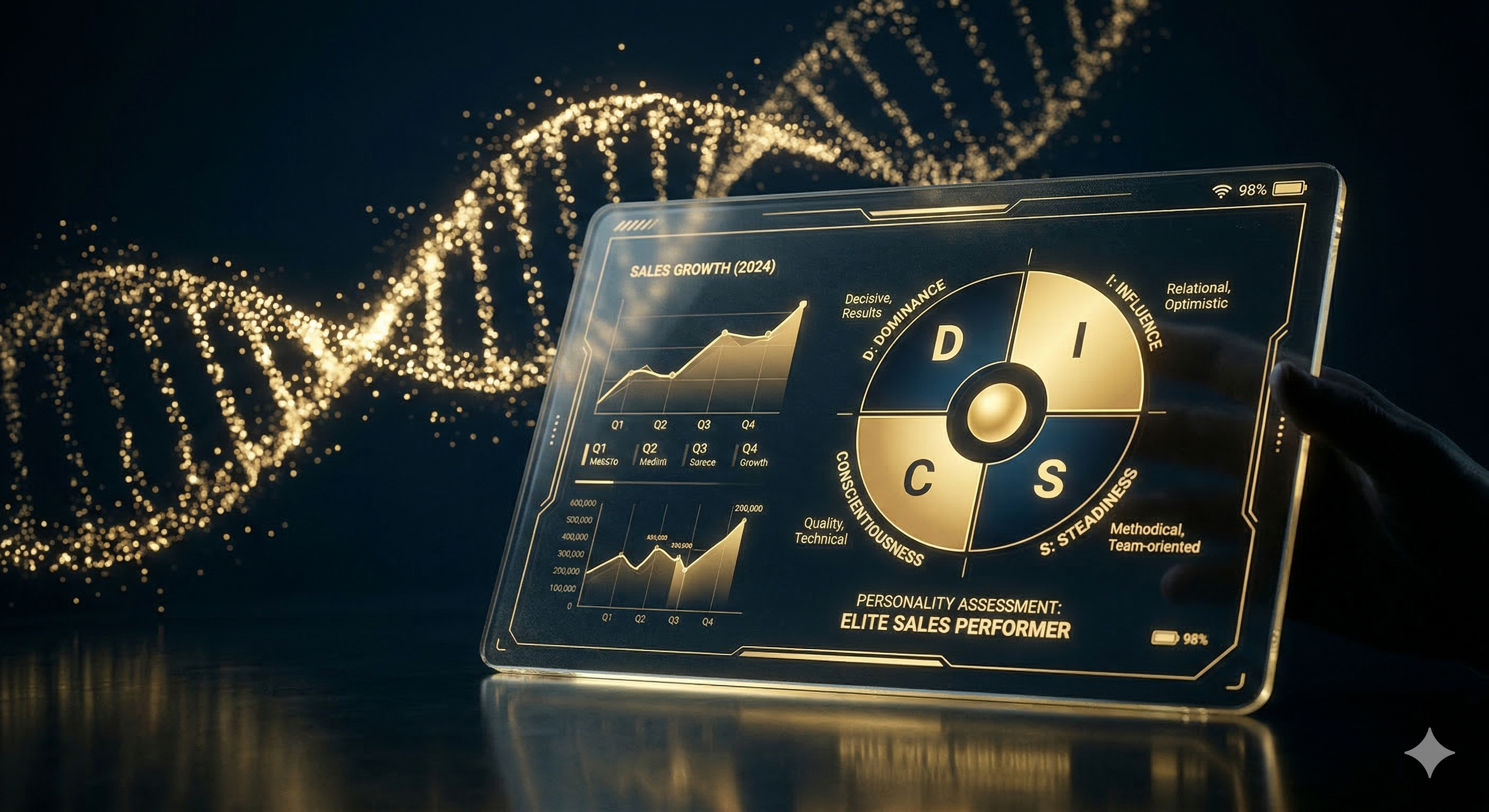 Digital Sales Blueprint showing DNA helix and DISC analytics
