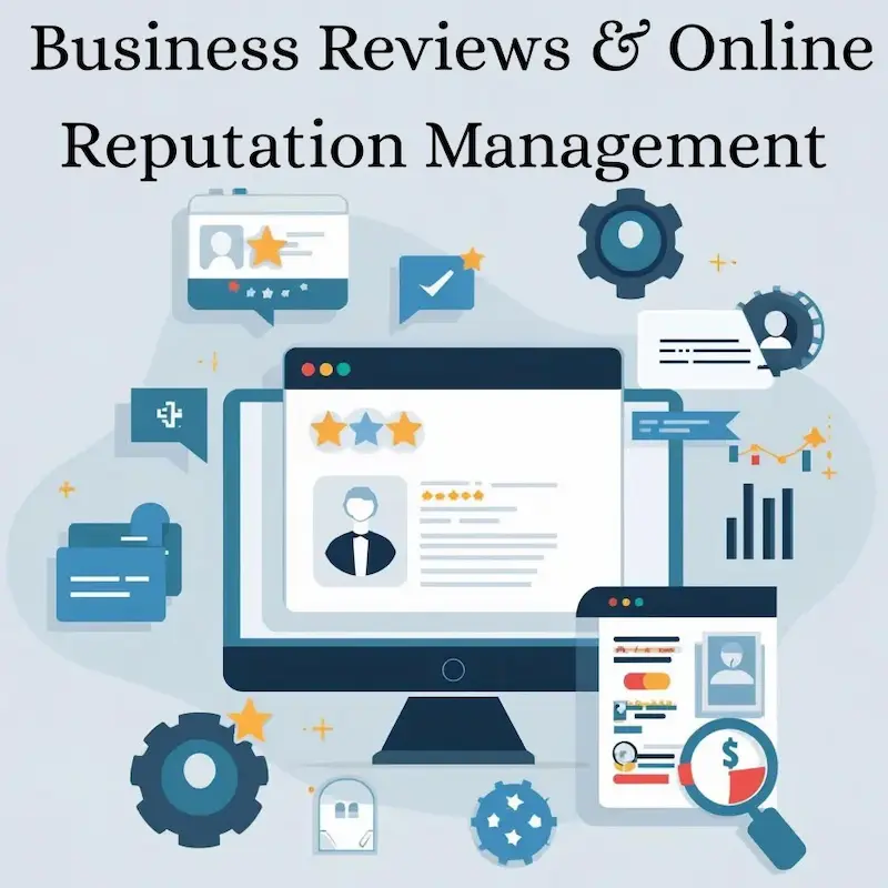  Reputation management specialists monitoring business reviews and online presence on digital dashboards. Team responding to customer feedback and engaging with clients to enhance ratings and credibility. Visuals highlight proactive online reputation management, turning satisfied clients into advocates, and building a trusted, top-rated business image. Near me