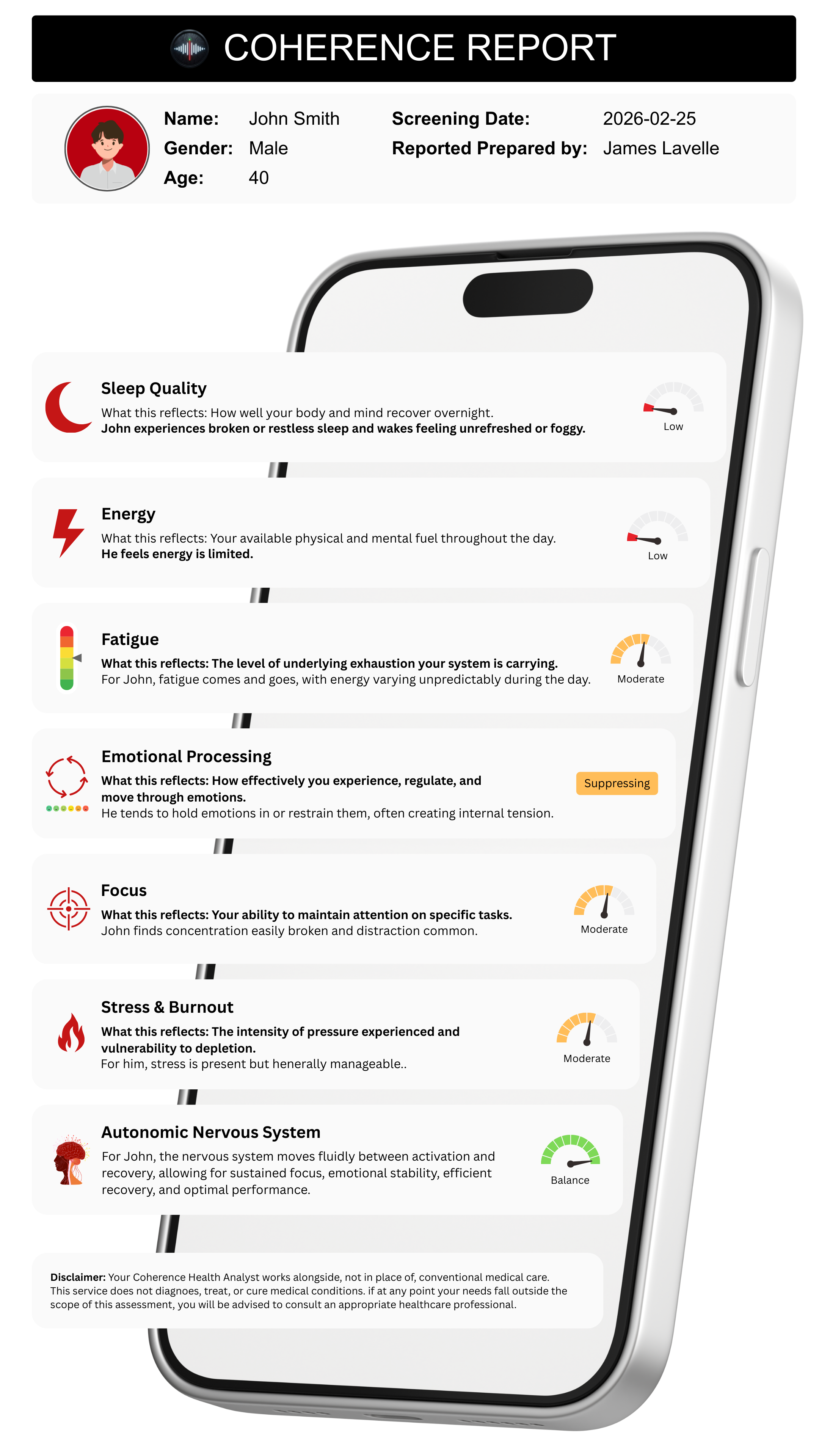 Personalised Coherence Report Mockup